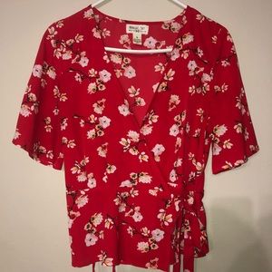 Floral cross tie blouse